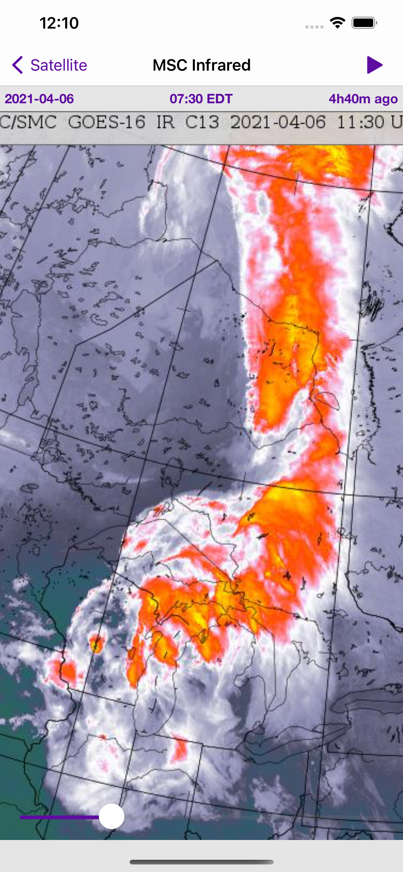 MSC infrared satellite view from GOES-16